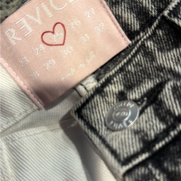 Revice High Rise Two-Tone Button Fly Jeans Sz 25 Black & White USA Made - Picture 3 of 6